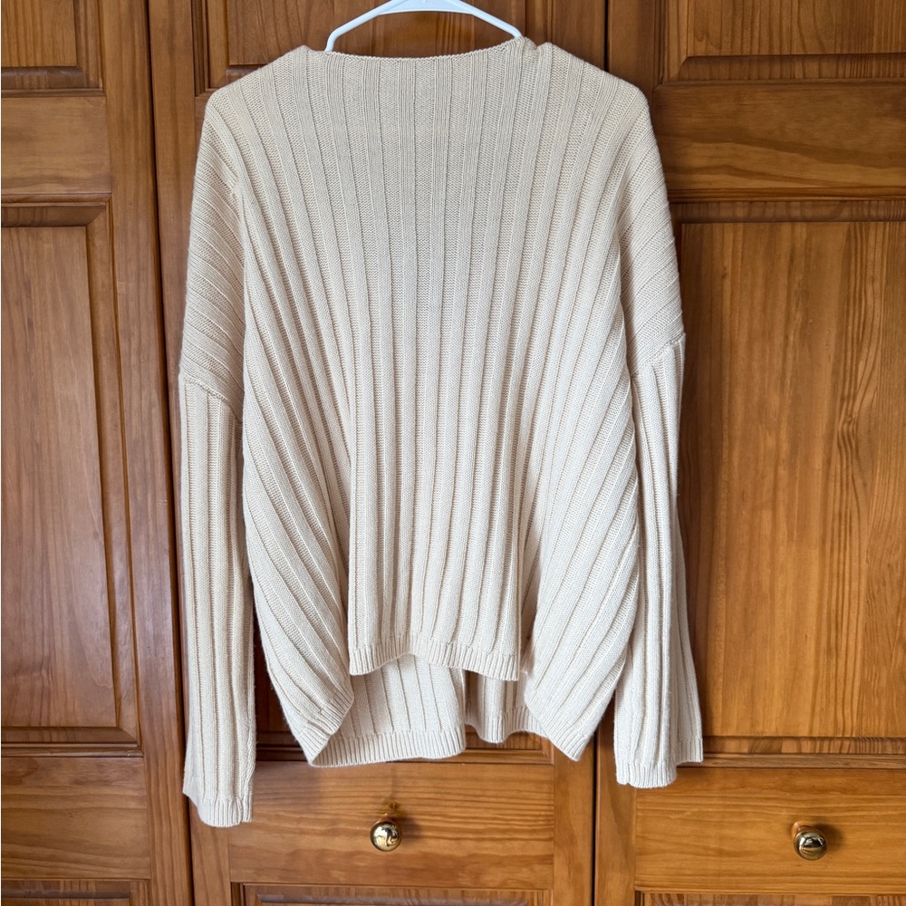 SHEIN Cream Ribbed Button-Up Cardigan - Picture 3 of 3